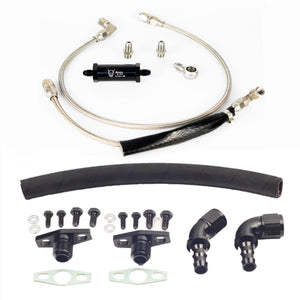 DPP Turbo Oil Feed Line & Oil Drain Line Kit Package For Ford Falcon XR6 BA/BF/FG FPV F6 with GT3576/GT3582/GT3584